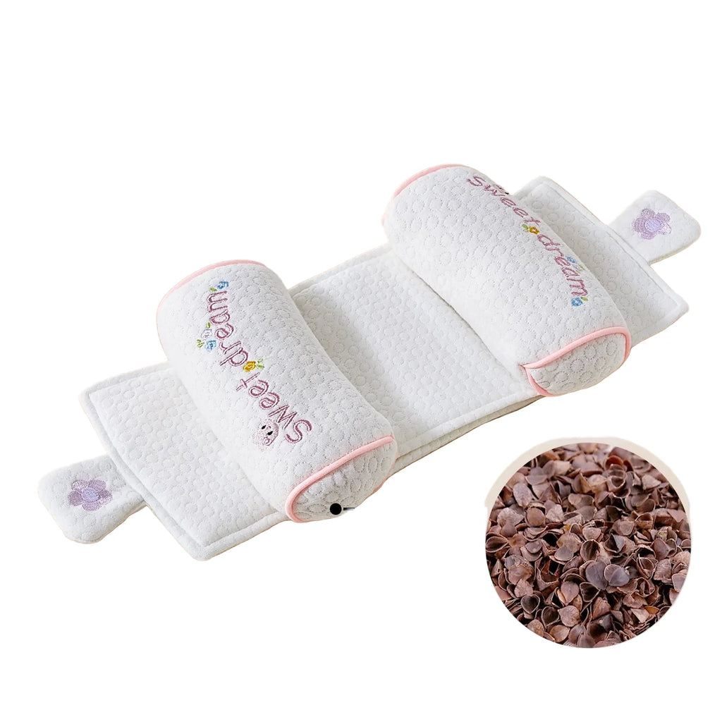MEACAOFG Adjustable Baby Head Shaping Pillow - Organic Cotton Anti-Flat Head Syndrome Cushion - Side Sleeper Support for Newborns 0-12 Months