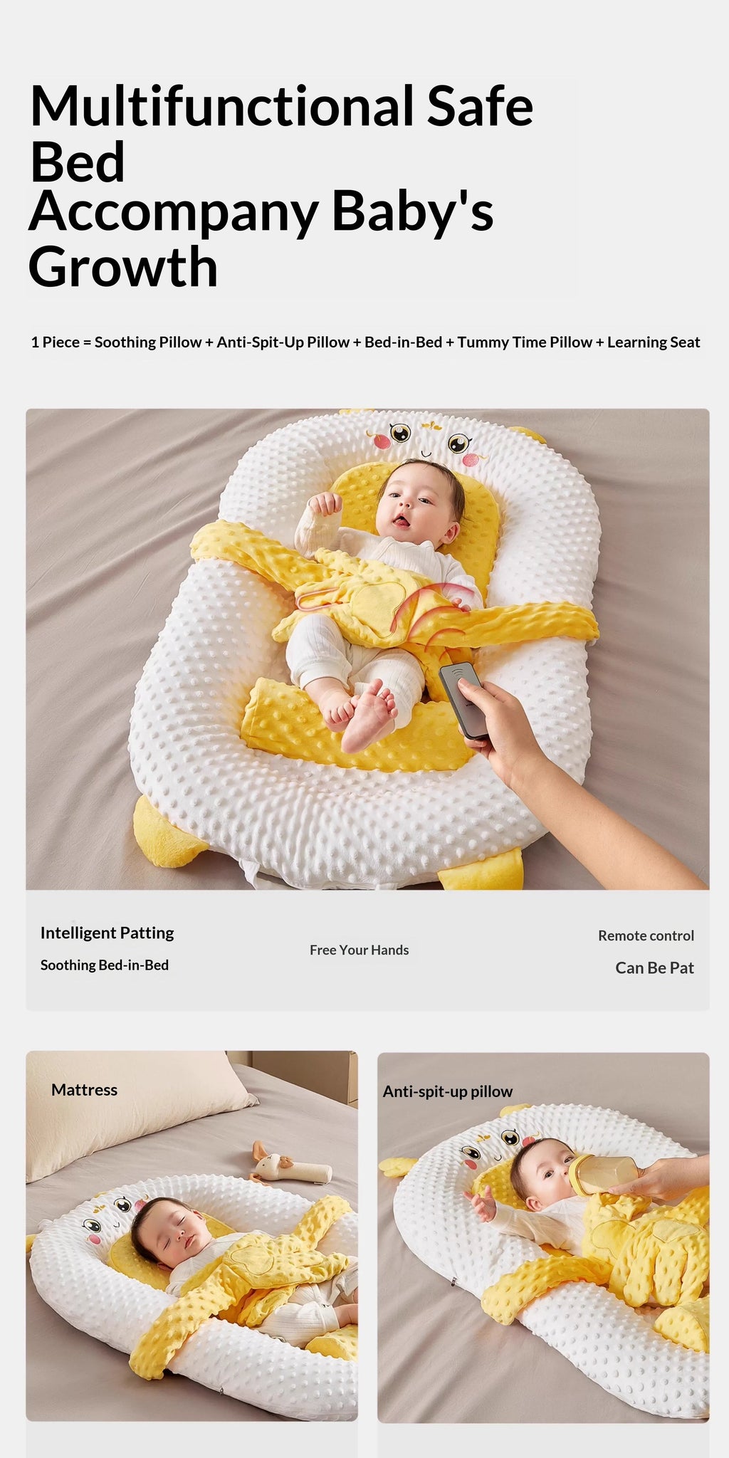 Premium Baby Soothing Bed - Portable Infant Sleep Comfort Bassinet with Gentle Rocking Motion