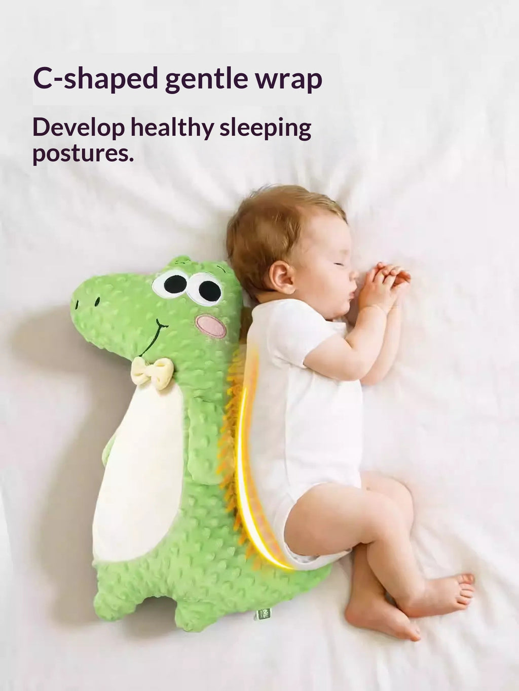 Soft Minky Dot Baby Soothing Pillow - Long Stuffed Animal Plush (Crocodile/Pig) for Newborn Sleeping Support & Sensory Comfort