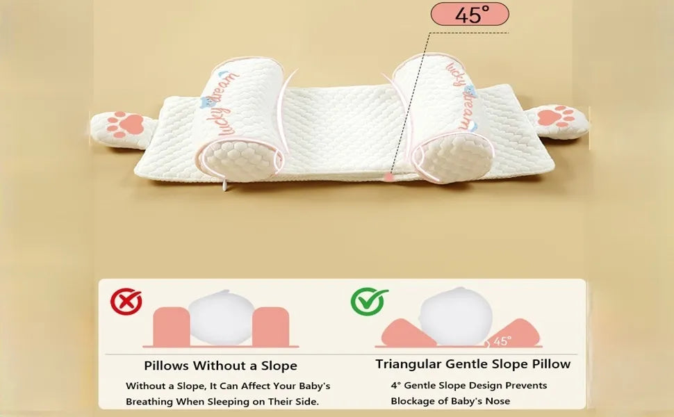 MEACAOFG Adjustable Baby Head Shaping Pillow - Organic Cotton Anti-Flat Head Syndrome Cushion - Side Sleeper Support for Newborns 0-12 Months