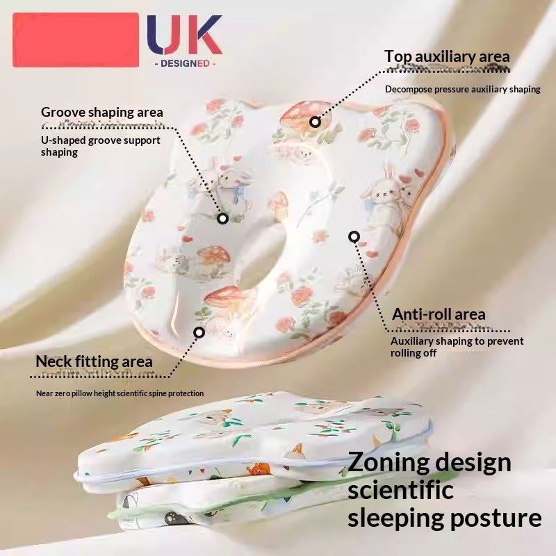 Baby Head Shaping Pillow - Prevent Flat Head Syndrome | Memory Foam Newborn Sleep Support 0-12 Months