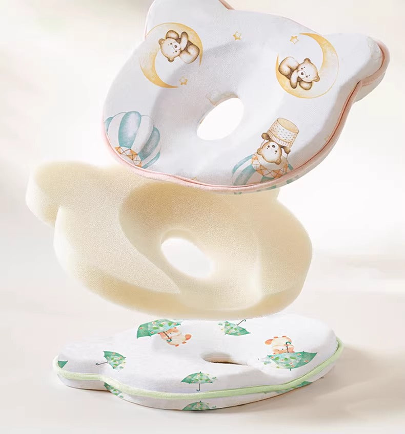 Baby Head Shaping Pillow - Prevent Flat Head Syndrome | Memory Foam Newborn Sleep Support 0-12 Months