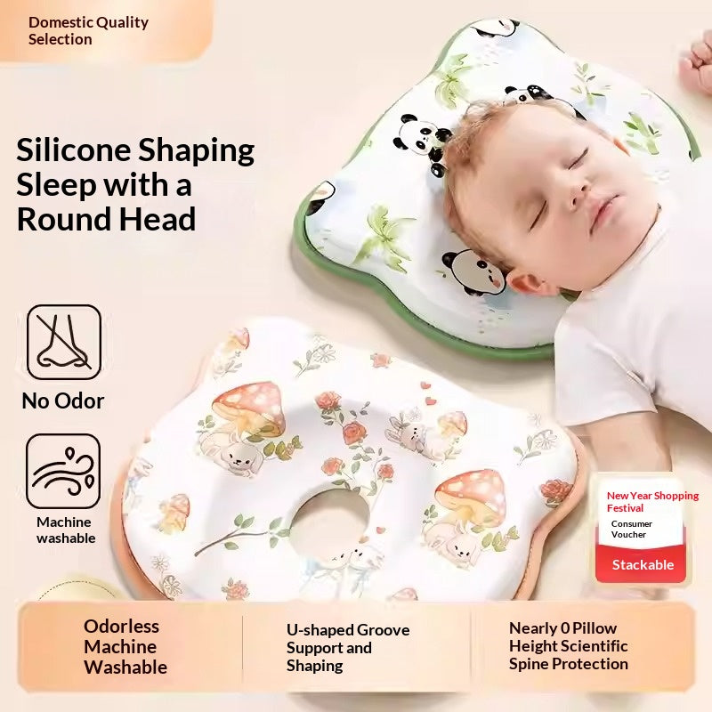 Baby Head Shaping Pillow - Prevent Flat Head Syndrome | Memory Foam Newborn Sleep Support 0-12 Months