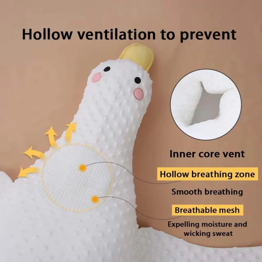 Large White Goose Baby Gas Relief Pillow - Anti-Colic Tummy Time Support for Newborns 0-12 Months | MEACAOFG