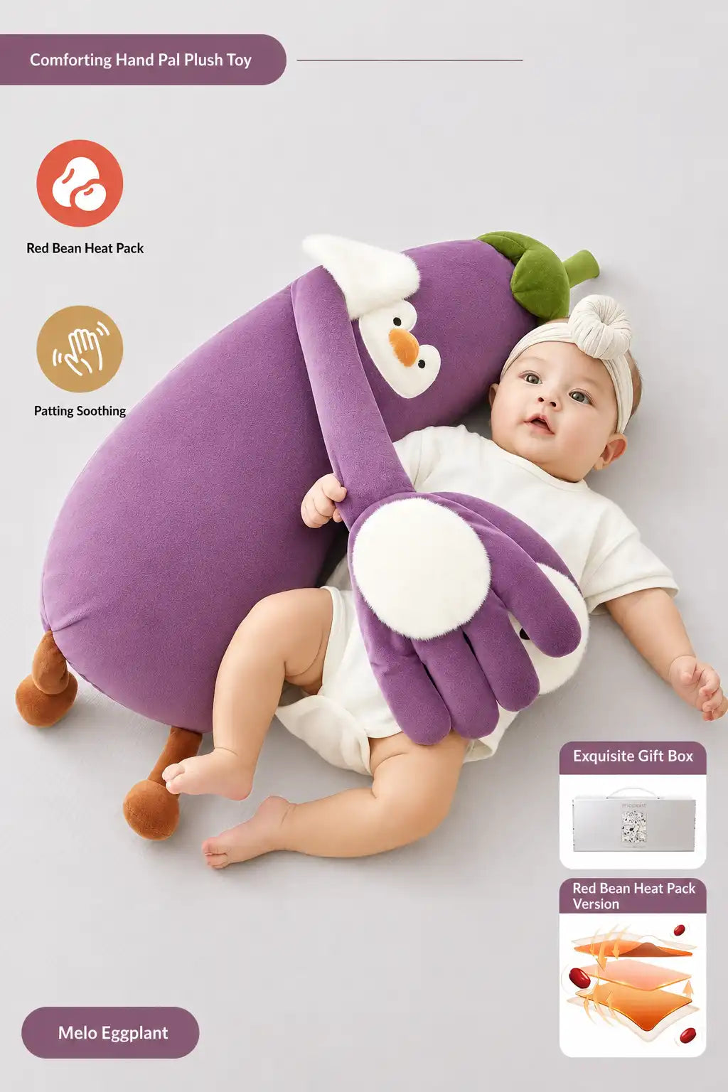MEACAOFG Baby Soothing Patting Toy - Electric Eggplant Sleep Aid with Heat