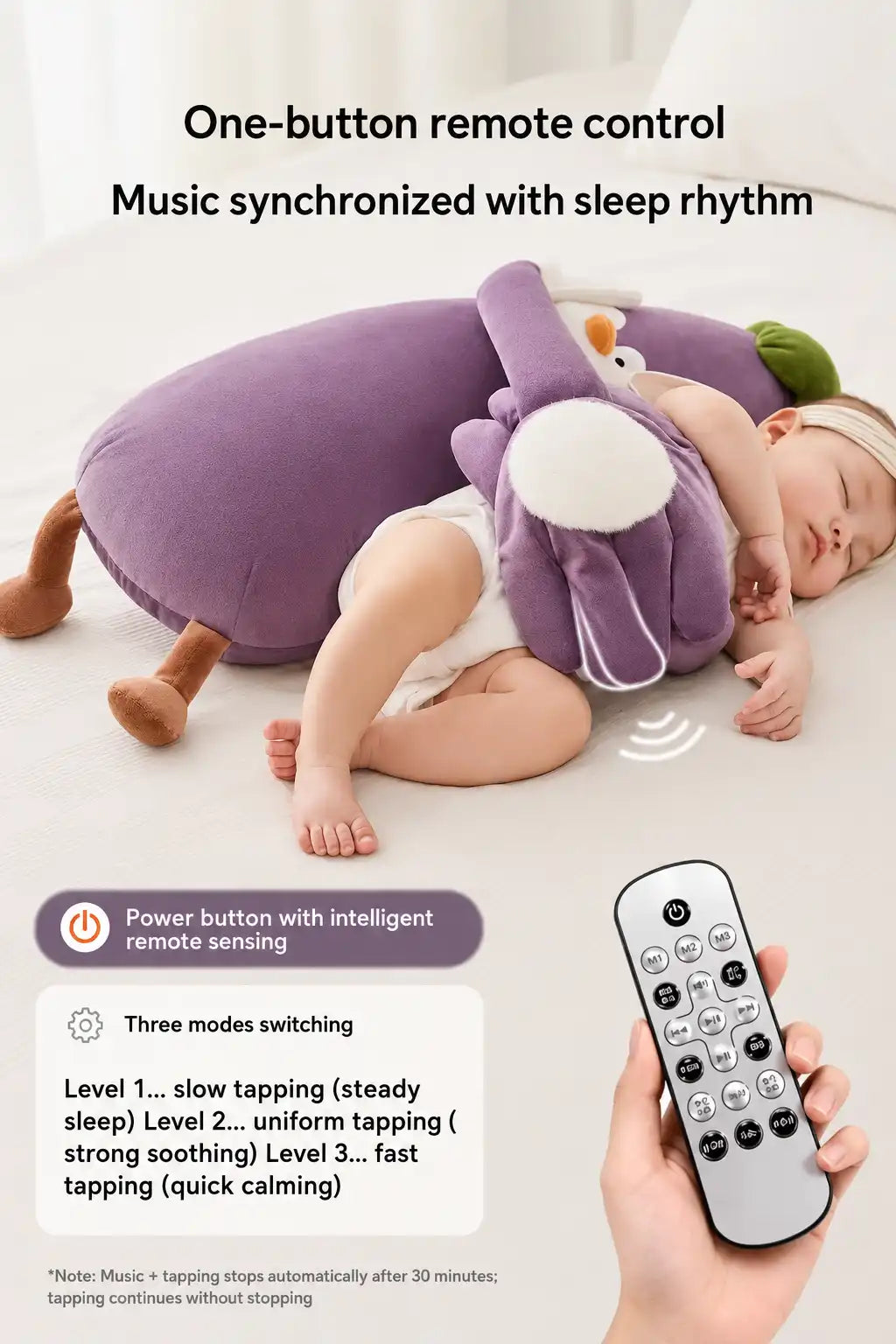 MEACAOFG Baby Soothing Patting Toy - Electric Eggplant Sleep Aid with Heat