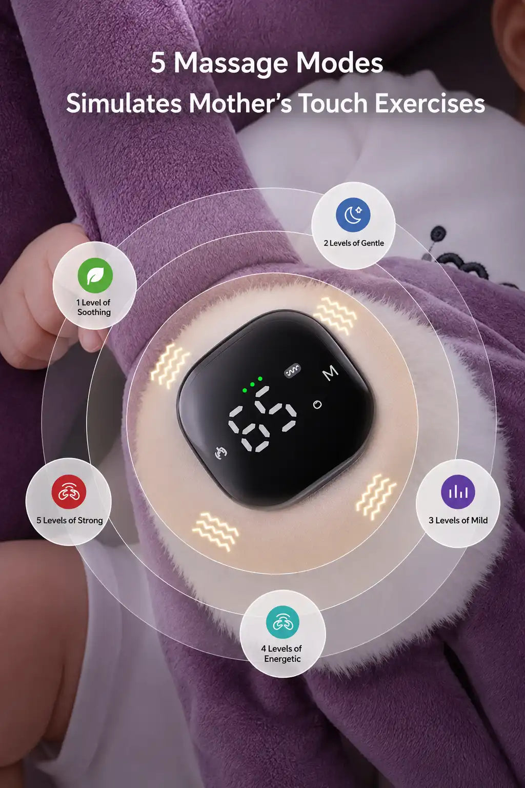 MEACAOFG Baby Soothing Patting Toy - Electric Eggplant Sleep Aid with Heat