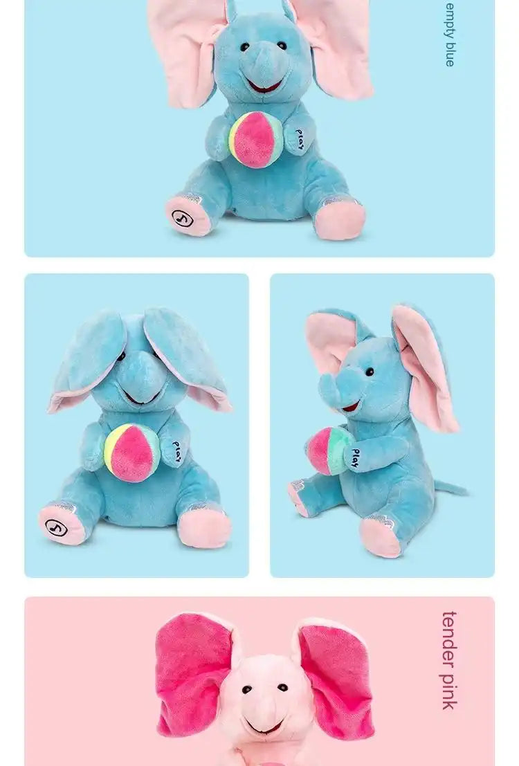 EACAOFG Peek-a-Boo Animated Plush Toy - Singing & Hiding Elephant/Bear Companion - Interactive Musical Stuffed Animal for Baby & Toddler