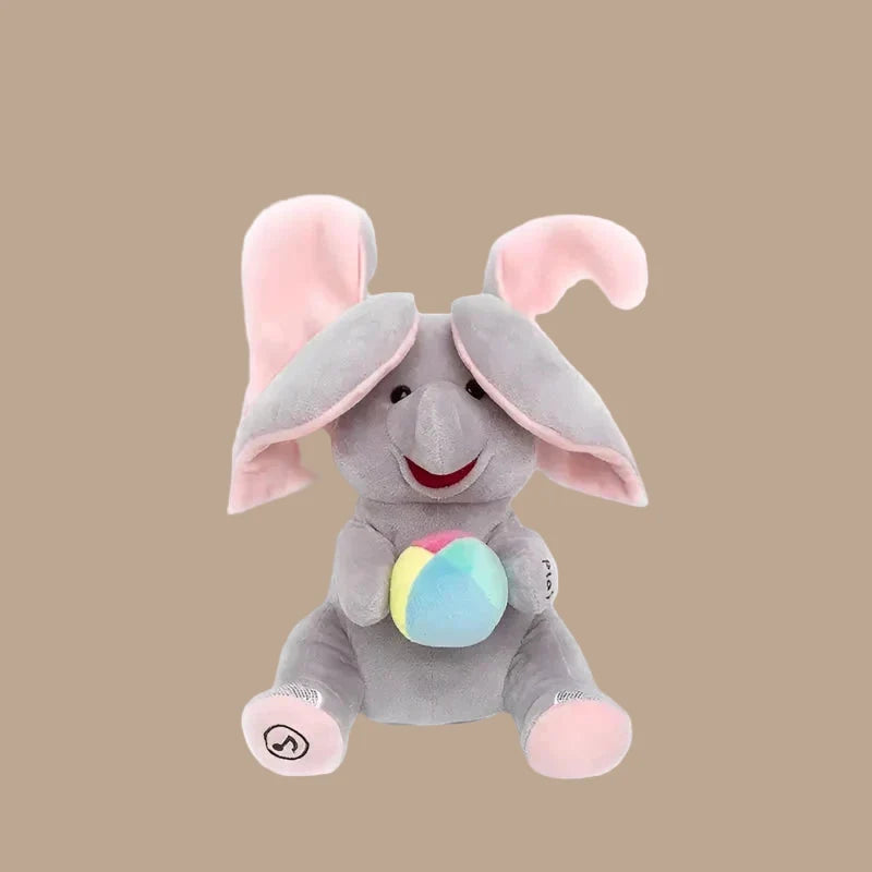 EACAOFG Peek-a-Boo Animated Plush Toy - Singing & Hiding Elephant/Bear Companion - Interactive Musical Stuffed Animal for Baby & Toddler